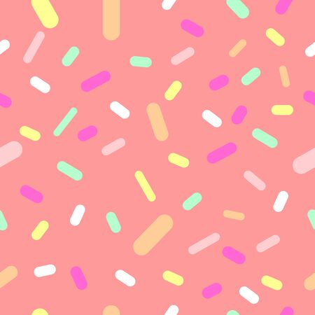 Donut glaze with sprinkles seamless pattern, tasty poster design template, vector illustrationのイラスト素材