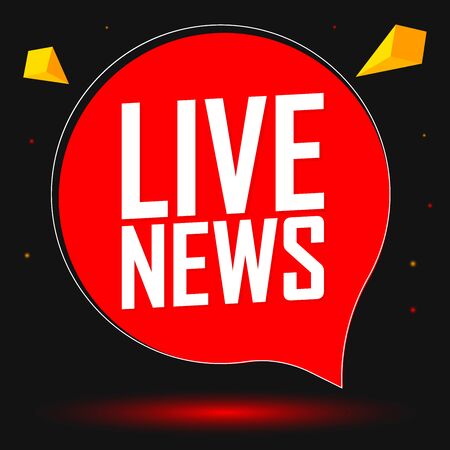Live News, speech bubble banner design template, vector illustrationのイラスト素材