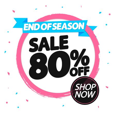 Sale 80% off, banner design template, discount tag, spend up and save more, grunge brush, vector illustrationのイラスト素材