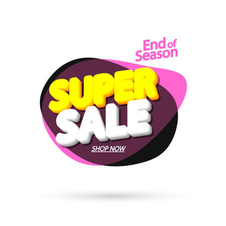 Super Sale tag, bubble banner design template, limited deal, app icon, vector illustrationのイラスト素材