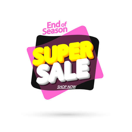 Super Sale tag, bubble banner design template, limited deal, app icon, vector illustrationのイラスト素材