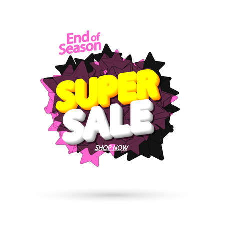 Super Sale tag, bubble banner design template, limited deal, app icon, vector illustrationのイラスト素材