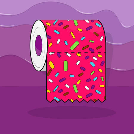 Sweet toilet paper, donut glaze, isolated object design template, tasty poster, background - melting...