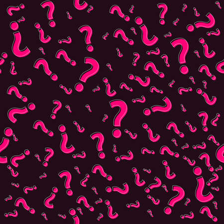Question mark seamless pattern. Trivia poster design template, random punctuation marks background,...