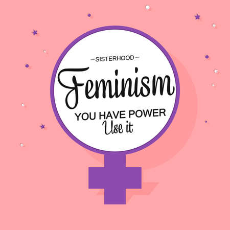 Feminism banner design template, sisterhood poster, vector illustration, you have power - use itのイラスト素材