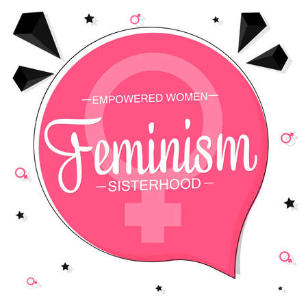 Feminism, speech bubble banner design template, vector illustrationのイラスト素材