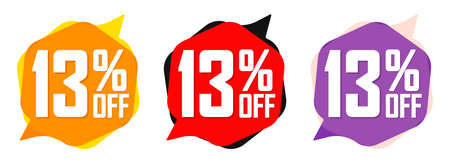 Set Sale 13% off bubble banners, discount tags design template, vector illustrationのイラスト素材