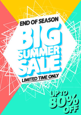 Summer Sale, poster design template, end of season, illustrationのイラスト素材
