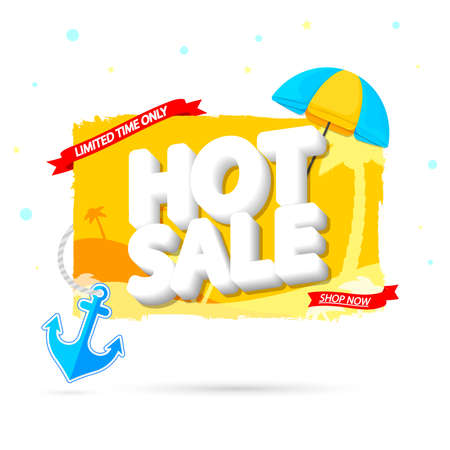 Hot Sale, banner design template, discount tag, special offer, promo tag, spend up and save more, promotion poster illustrationのイラスト素材