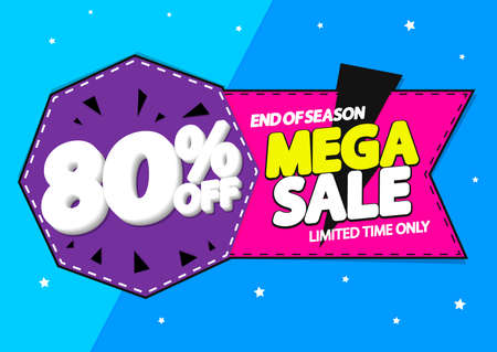 Mega Sale, banner design template, discount tag, special offer, promo tag, spend up and save more, promotion poster illustrationのイラスト素材