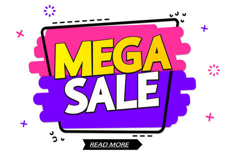 Mega Sale, banner design template, discount tag, special offer, promo tag, spend up and save more, promotion poster, illustrationのイラスト素材