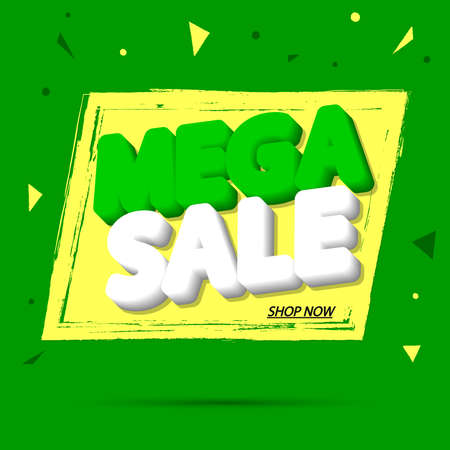 Mega Sale, banner design template, discount tag, special offer, promo tag, spend up and save more, promotion poster, illustrationのイラスト素材