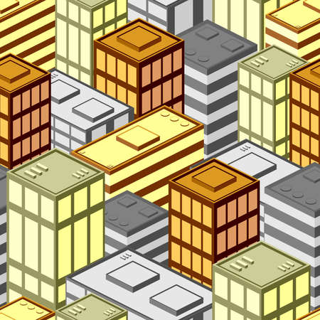 City seamless pattern, graphic poster design template, urban background, vector illustrationのイラスト素材