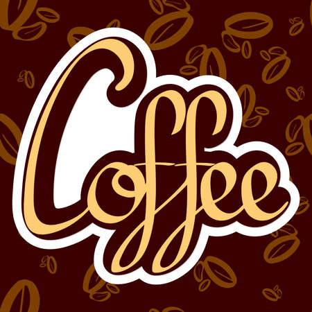 Coffee beans seamless pattern with lettering, graphic poster design template, vector illustrationのイラスト素材