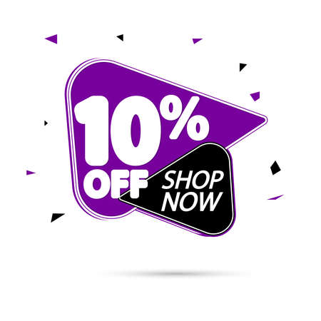 Sale 10% off, discount banner design template, promo tag, spend up and save more, vector...