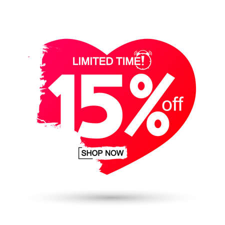 Sale 15% off, discount banner design template, promo tag, special offer, vector illustration