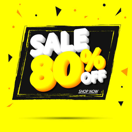 Sale 80% off, banner design template, discount tag, app icon, lowest price, vector illustrationのイラスト素材