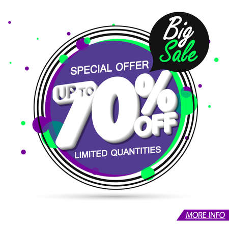 Sale 70% off, banner design template, discount tag, app icon, lowest price, vector illustrationのイラスト素材