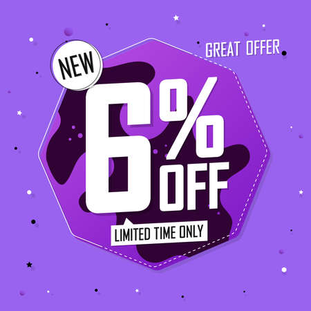 Sale 6% off, discount banner design template, promo tag, spend up and save more, vector illustrationのイラスト素材