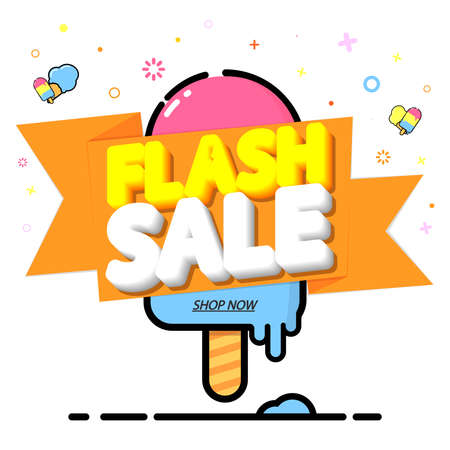 Flash Sale, banner design template, discount tag, promotion app icon, vector illustrationのイラスト素材