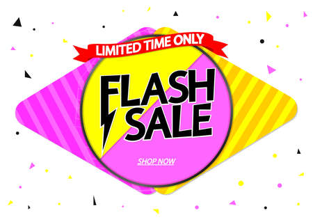 Flash Sale, banner design template, discount tag, promotion app icon, vector illustration
