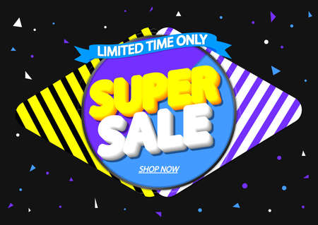 Super Sale, promotion banner design template, discount tag, vector illustrationのイラスト素材