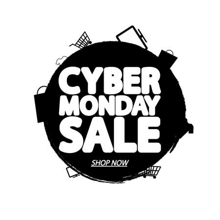 Cyber Monday Sale, banner design template, clearance offer, end of season deal, don't miss out, vector illustrationのイラスト素材