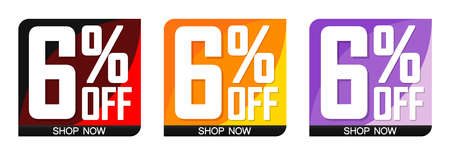 Set Sale 6% off banners, discount tags design template, promo app icons, vector illustrationのイラスト素材