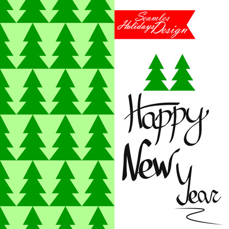 Happy New Year, lettering design template, holiday poster, vector illustrationのイラスト素材
