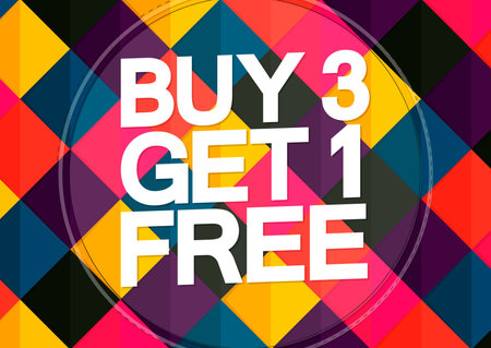 Buy 3 Get 1 Free, Sale poster design template, season offer banner, vector illustrationのイラスト素材