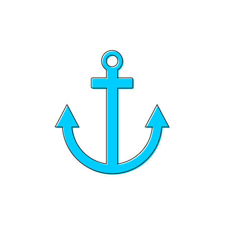 Anchor icon, isolated flat graphic design template, app sign, summer travel symbol, vector...