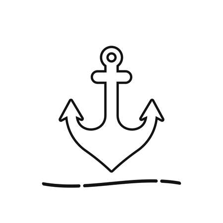Anchor icon, isolated flat graphic design template, app sign, summer travel symbol, vector illustrationのイラスト素材