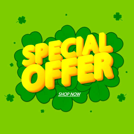 Special Offer, Patrick's Day sale, discount banner design template, retail tag, promotion poster, vector illustrationのイラスト素材