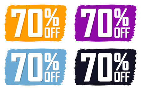 Set Sale 70% off banners, discount tags design template, vector illustrationのイラスト素材