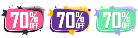 Set Sale 70% off banners, discount tags design template, vector illustrationのイラスト素材