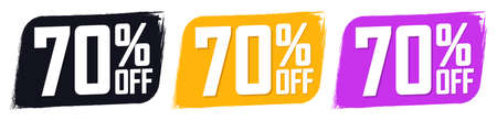 Set Sale 70% off banners, discount tags design template, vector illustrationのイラスト素材