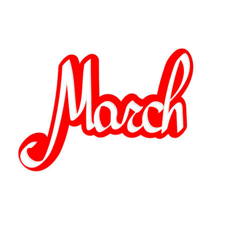 March, calligraphy lettering, season graphic design template, vector illustrationのイラスト素材