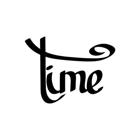 Time. Isolated calligraphy lettering, graphic design template, vector illustrationのイラスト素材