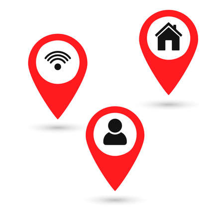 Pointer icons, flat graphic design template, set symbols for map, vector illustrationのイラスト素材