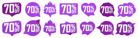 Set Sale 70% off banners, discount tags design template, special offer, end of season deal, app icons, vector illustrationのイラスト素材
