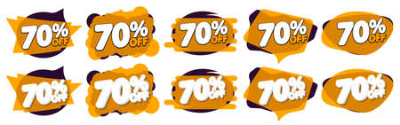 Set Sale 70% off banners, discount tags design template, special offer, end of season deal, app icons, vector illustrationのイラスト素材