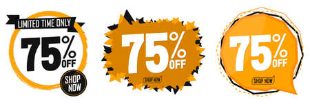 Set Sale 75% off banners, discount tags design template, special offer, end of season deal, app icons, vector illustrationのイラスト素材