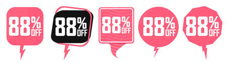 Set Sale 88% off banners, discount tags design template, special offer, end of season deal, app icons, vector illustrationのイラスト素材