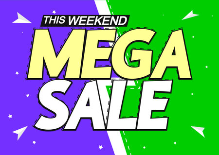 Mega Sale, discount poster design template, special offer, spend up and save more, promotion banner, end of season, vector illustrationのイラスト素材
