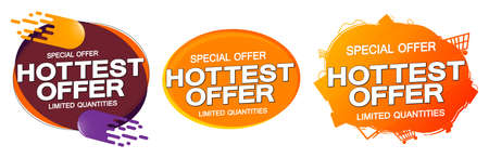 Set Hot Sale banners, discount tags design template, vector illustrationのイラスト素材