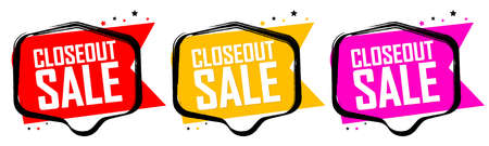 Set Closeout Sale banners, discount tags design template, vector illustration