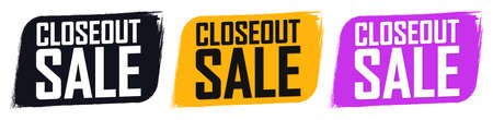 Set Closeout Sale banners, discount tags design template, vector illustration