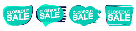 Set Closeout Sale banners, discount tags design template, vector illustration