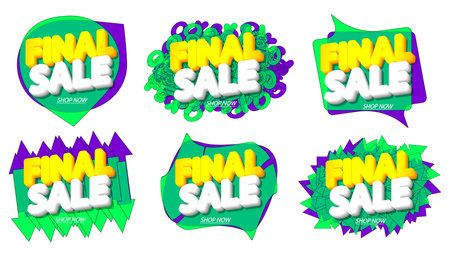 Set Final Sale banners, discount tags design template, vector illustrationのイラスト素材