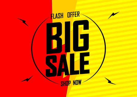 Big Sale, discount poster design template, special offer, spend up and save more, promotion banner, end of season, vector illustrationのイラスト素材